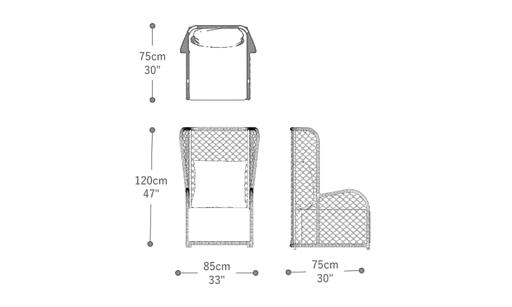 Image of the main dimensions of the product